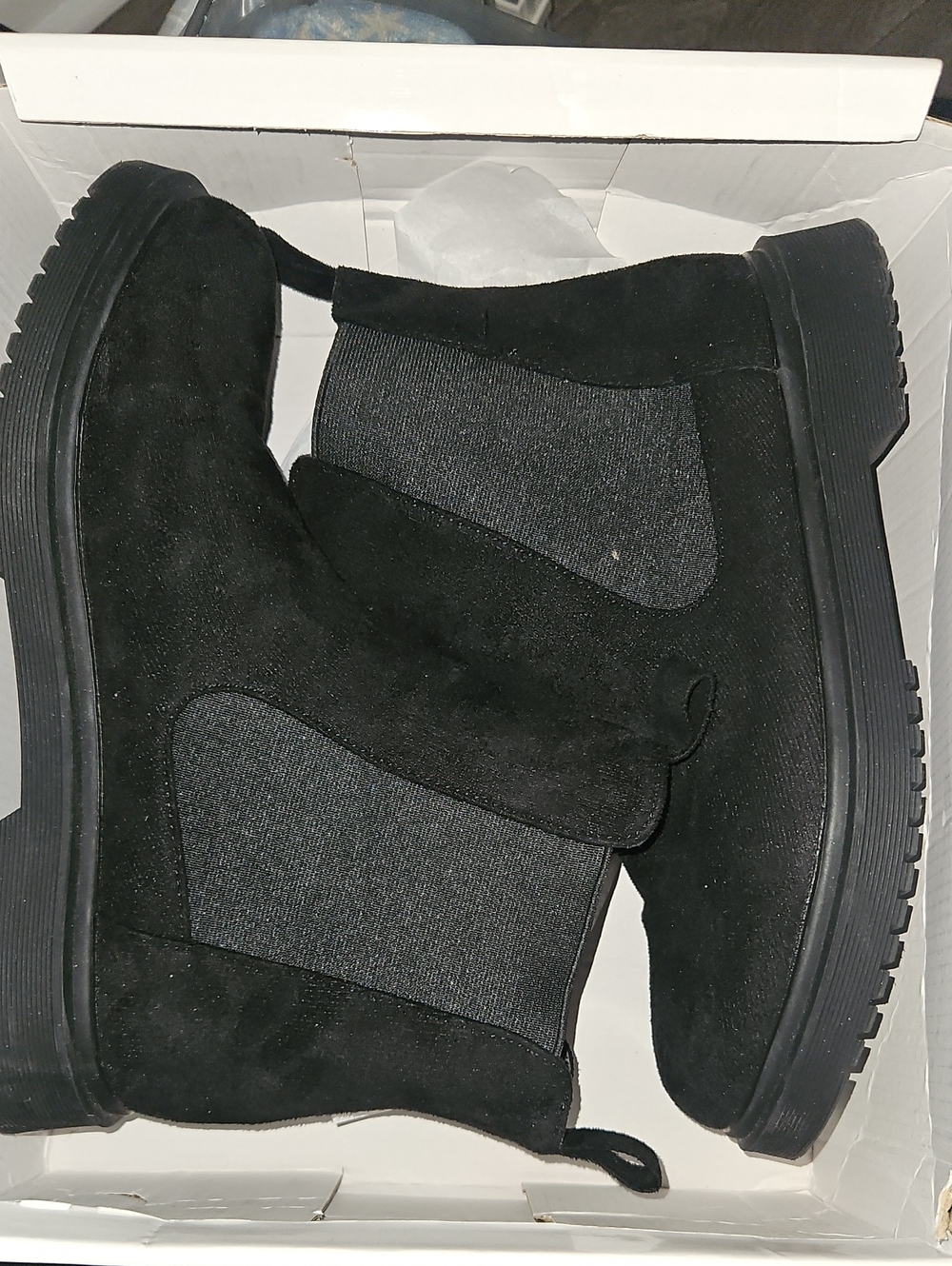 Women's Black Chelsea Boots - Suede Slip-On